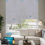 Weffort Motorized Shades Work with Alexa,Google Asssitant,Homekit Over Thead,70% Blackout Light Filtering Blinds for Window, Smart Shades with Remote, APP/Voice Control,Custom Size,Essential Grey