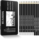 PACETAP Professional Drawing Sketching Pencil Set,12 Pieces Drawing Pencils Set Art Drawing Graphite Pencils B,2B,4B,5B,6B,8B,H,2H,HB,SOFE,Medium,Hard,Ideal for Drawing Art, Sketching, Shading