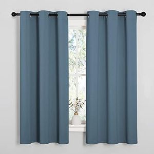NICETOWN Room Darkening Curtains 63" Length, Thermal Insulated Blackout Panels for Bedroom Bathroom Office Kitchen Playroom Kids Room Nursery Decoration (Smoky Blue, 2 Panels, W42 x L63 -Inch)