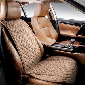 IVICY Linen Car Seat Cover for Cars - Non-Slip Soft & Breathable - Front Car Seat Protector Covers Universal Fits Most Automotive, Vans, SUVs, Trucks - 1 Unit - Brown