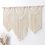 Dremisland Macrame Wall Hanging Large Boho Chic Woven Tapestry Leaf Tassel Wall Art Cotton Rope Bohemian Macrame Wall Decor for Living Room Bedroom Apartment Backdrop