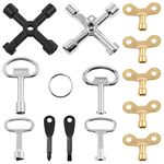 Mardatt 13 Pcs Utility Keys Kit Plumbers Key Tool Set 4 Way Service Cross Key, Triangle Cabinet Spanner Key, Water Tap Faucet Keys, Socket Keys for for Radiators Gas Electric Meter Boxes