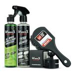 Wavex Tyre Polish and Cleaner kit Includes Tyre Polish 350ml, Tyre and Wheel Cleaner 350ml, Cleaning Brush & Dresser Brush