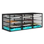 PAG Literature Organizer Office File Holder Rack Mail Sorter Mailbox Paper Storage Cabinet Classroom Keepers, 12 Slots, Black