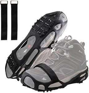 Ice Cleats Snow Traction Cleats Crampons for Walking on Snow and Ice Non-Slip Overshoe with Removable Straps Rubber Anti Slip Crampons Slip-on Stretch Footwear