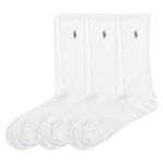 POLO RALPH LAUREN Men's Tech Athletic Crew Socks-3 Pair Pack-Sport Cushioned Arch Support, White, 6-12.5