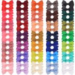 70Piece 2inch Hair Bows for Baby Girls,35colors in Pairs Grosgrain Boutique Solid Ribbon Mini Bows Alligator Clips for Newborn Girls Infants Toddlers