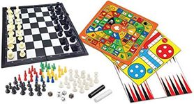 LEXIBOOK JGM800 8-in-1 Set, Chess, Backgammon, Chinese Checkers, Nine Men's Morris, Snakes and Ladders, Goose, Ludo Game