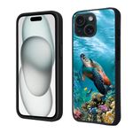 Smoaffly Compatible for iPhone 15 Case,Turtle Coral Fish Designed for Women Men,Soft TPU Shell Full Body Protection Slim Lightweight Anti-Drop Shockproof Case for iPhone 15-6.1 Inch