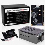 GeeekPi Raspberry Pi 4 Aluminum NAS Case with PWM Fan and M.2 SATA SSD Adapter Board,Raspberry Pi 4 Passive Aluminum Case with 3510 Ultra-Quiet Cooling Fan for Raspberry Pi 4 Model B 2GB 4GB 8GB