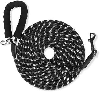 Training Lead for Dogs - 10M/20M Long Line Dog Lead with Soft Padded Handle Sturdy Hook Long Dog Lead, Reflective Extra Long Recall Training Lead for Dogs Walking Hiking Camping Swimming (20M/65ft)