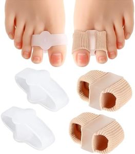 4 Piece Bunion Toe Separator with Two Rings, Nylon and Silicone Hammered Toe Straightener, Women's Toe Straightener, Toe Spacer for Overlapping Toes, Bunions, Toe Pain Relief