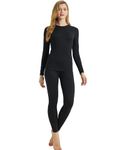 LANBAOSI Womens Thermal Underwear Set Winter Long Johns Top and Bottoms for Ladies Black