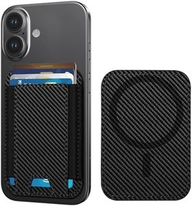 HiWe for MagSafe Wallet, Strongest Magnetic Wallet for iPhone 16/15/14/13/12 Series, Minimalist, Vegan Leather, 1 Slot Hold 7 Cards, Slim, RFID Blocking, Carbon Fiber & Black