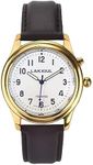 LAKXIUL Spanish talking watch for Blind,Visually impaired or Elderly,Gold case, black leather strap, men's size