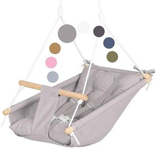 CaTeam - Columpio de Hamaca de Lona para bebé, Silla Colgante de Madera con cinturón de Seguridad, Silla de Hamaca Duradera para bebé, Columpio al Aire Libre e Interior para niños, Gris Topo