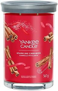 Yankee Candle, Signature, Vela aromática, Vela en vaso grande de canela brillante con doble mecha, mezcla de cera de soja de larga duración