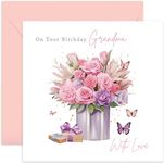 Old English Co. Grandma Birthday Card Floral - Bouquet Birthday Card for Her - Pretty Greeting Cards For Women - Butterflies and Flowers - Gifts For Grandma from Granddaughter | Blank Inside