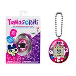 TAMAGOTCHI Bandaï Original - Purple-Pink Clock Shell with Chain - The Original Virtual Reality Pet - Watch Your Character Grow and Play Games - Retro 90s Toy Keychain