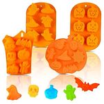 MARUKO 4Pcs Halloween Silicone Chocolate Mold, Silicone Baking Molds with Pumpkin Bat Skull Ghost Shape Chocolate Cupcakes Silicone Baking Molds for Kitchen DIY Baking Tools and Halloween Favors