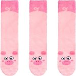 Super Soft Warm Cute Animal Non-Slip Fuzzy Crew Winter Socks - 15 Pig - 3 Pairs - Value Pack