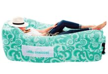 Chillbo Shwaggins Inflatable Couch – No-Pump Setup, Ripstop Polyester, Stability Pegs, Fun Prints, Portable Air Lounger for Beach, Camping, Festivals, and Tailgating - Green Wave