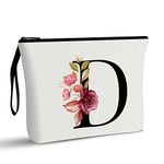 A-Z Personalized Makeup Bag,Birthday Gifts for Women Mom,Gifts for Best Friend,Bride Bridesmaid Cosmetic Bag(D)