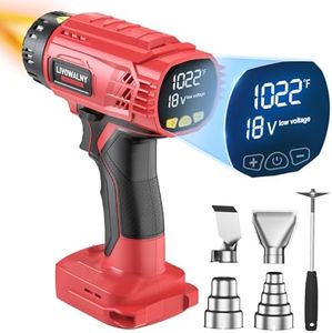 Heat Gun for Milwaukee 18V Battery: 350W Cordless Battery Powered Heat Gun 122℉~1022℉ (50℃~550℃) - 18V Variable Temperature Control Heat Shrink Gun w/LED Digital Display for Shrink Tubing, Vinyl Wrap