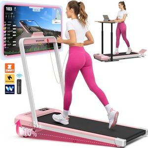 WELLFIT Foldable Treadmill with Incline, 350 LBS Capacity Walking Pad with Handle Bar, Portable Walking Pad Treadmills for Home, Under Desk Treadmill with App & Remote Control, Wide Belt, LED Display