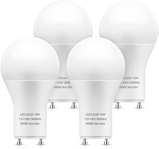 LOHAS GU24 Base LED Light Bulb, 1200Lumen, 12Watt (75W-100W Equivalent) 5000K Daylight White A19 Shape for Ceiling Fan, Twist Lock GU24 LED Light Bulbs for Home Lighting, Non-Dimmable, 4-Pack