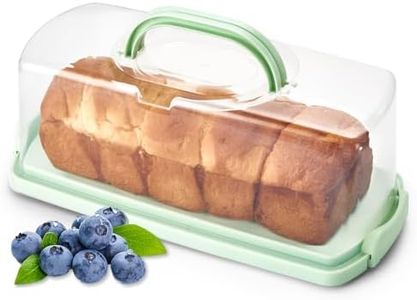 Ohuhu Cake Carrier Rectangular with Handle, Cake Storage Container with Lid and Secure Locking Clips for 33 x 13 x 9.5 cm Loaf Cake, Cupcake Baguette, Loaf Cake Box - Dishwasher Safe, Gift Choice