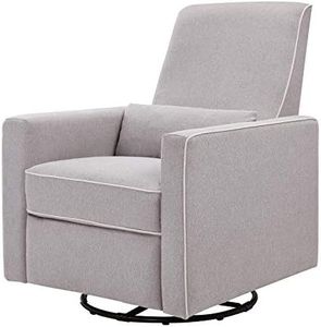 DaVinci Piper Upholstered Recliner and Swivel Glider in Grey with Cream Piping, Greenguard Gold & CertiPUR-US Certified