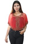 Matelco Women Net Poncho Cape (Red-Golden)