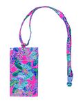 Lilly Pulitzer Lanyard with ID Holder, Keychain Wallet for School or Office, Badge Holder with Clear Window and Card Slots (Lil Earned Stripes)