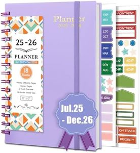 18 Month Planner 2025-2026, Weekly & Monthly & Daily Planner from Jul 2025 - Dec 2026, Planner Spiral Bound Academic Agenda Planning Organizer with 100GSM Thick Paper, A5 Size, Light Purple