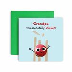 Huxters Birthday Cards for Men - Have a Totally Wicket Cricket Grandpa Birthday Card for him - Funny Fathers Day Card for Grandpa Fun Happy Birthday - 14.8cm (Grandpa)