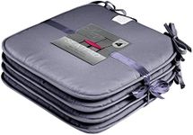 GC GAVENO CAVAILIA Patio Chair Pads With Ties - Set of 4 Seat Pads For Dining Chairs & Kichten Chairs - Polyester Removable Pads For Garden Chair - Charcoal - 38X38