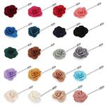 Hanpabum 20 Pieces Men's Lapel Pins Handmade Camellia Flower Boutonniere Stick for Suits Wedding