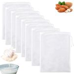 Vinuwu 8 Pack Nut Milk Bag, 8”x12” Food Grade Nylon Cheese Cloths for Straining, Fine Mesh Cheesecloth for Straining, Muslin Cloths for Cooking, Reusable Strainer Bag for Yogurt/Juice/Tea