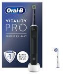 Oral-B Vitality Pro Electric Toothbrushes For Adults, For Him / Her, 1 Handle, 2 Toothbrush Heads, 3 Brushing Modes Including Sensitive Plus, 2 Pin UK Plug, Black (Packing May Vary)