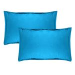 Trance Home Linen 100% Cotton 400TC Satin Premium Pillow Covers | Skin & Hair Friendly Pillow Cases | Set of 2 Pillow Covers |Standard Size (20 x 30 inch,Peacock Blue)