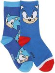 Bioworld Sonic The Hedgehog Sonic Face With 3D Ears 2-Pair Youth Crew Socks