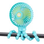 Pram Fan Baby Stroller Fan Clip-On Car Seat Fan Portable Handheld Personal Mini With Flexible Tripod USB Battery Powered Desk Fan for Crib Bike Treadmill Office Outdoor Camping (Blue)