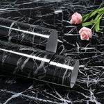 Cosmos Star™ Black Peel and Stick Wallpaper Marble Counter Top Stick on Film Backsplash Self Adhesive Wallpaper for Kitchen Cabinet, Bathroom (12 x 60 inch)