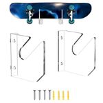 Skateboard Wall Mount Display Rack, Space-Saving Clear Acrylic Skateboard Hanger for Longboard, Snowboards, Skateboard Horizontal Holder Storage Garage Organizer (Clear, 1-Tier)