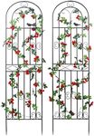 Macteyia 2 Pack 70.8" H x 19.7" W Metal Garden Trellis with Black Coating, Wire Lattice Grid Panel for Climbing Plants Outdoor Roses Vine Cucumbers Vegetables Flower Support