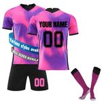 Generic Kids Football Kits, Personalised Football Shirt with Name Number, Training Shirts Shorts and Socks Set, Football Gifts for Boys Men #6