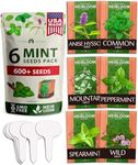 (6 Variety) Mint Seeds for Planting Outdoors or Indoors - Peppermint, Spearmint, Mountain Mint, Wild Mint, Anise Hyssop, & Common Mint | Non-GMO, Heirloom Herb Seed,Grow Your Own Mint Plants Live