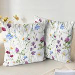 XPHZZL Cushion Covers Set of 2 Pack 60 x 60 cm - Soft Double Sided Garden Flower Floral Decorative Pillow Covers for Sofa Bed Garden Outdoor Spring Decor with Invisible Zipper 24 x 24 Inch-Purple