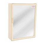 NAVRANG INNOVATIONS Plastic Ultra Bathroom Mirror Cabinet with Shelves 1 Door 16X20 (Ivory)